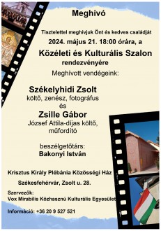 Május 21-én lesz a Közéleti és Kulturális Szalon következő programja